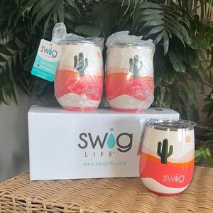 Set of 3 Swig Life Cactus 🌵 Boho Desert insulated stainless steel wine tumbler